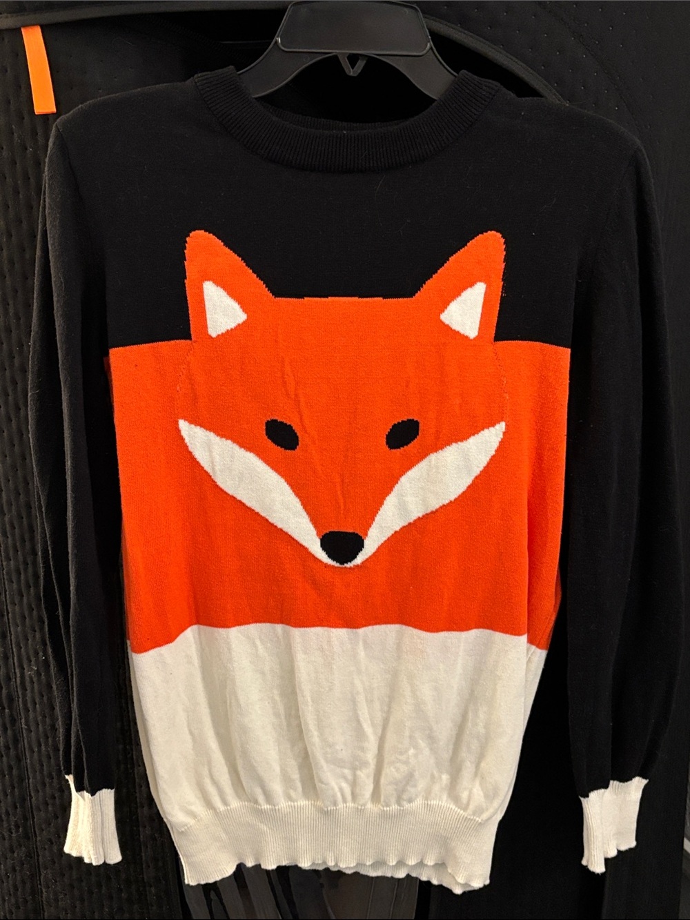 OXKNIT Black & Orange Fox Crew Neck Sweater - Women